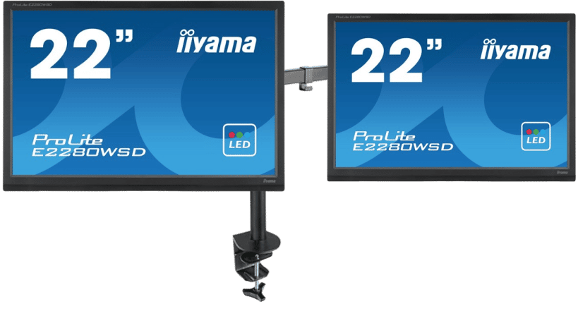 PACK Ecrans + Bras : Iiyama Prolite B2280WSD  + NEOMOUNT Fixation réglable pour 2 écrans LCD